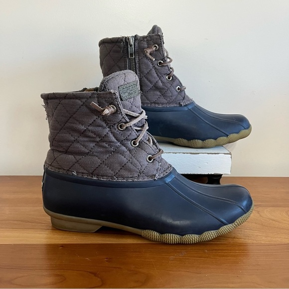 Sperry Top Sider Saltwater Gray Quilted Waterproof Duck Boots Size 8.5 M - Picture 2 of 7
